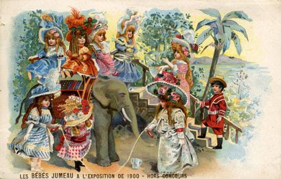 Carte postale des Bébés Jumeau en 1900 ©Coll. Musée de l’Histoire vivante