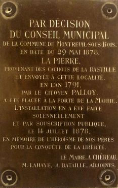 Plaque commémorative de 1878 ©Coll. Musée de l’Histoire vivante