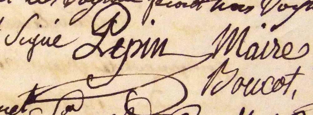 Signature de Pierre Pépin extraite du Registre de l’Assemblée municipale, 1790-1793 ©Archives municipales de la ville de Montreuil