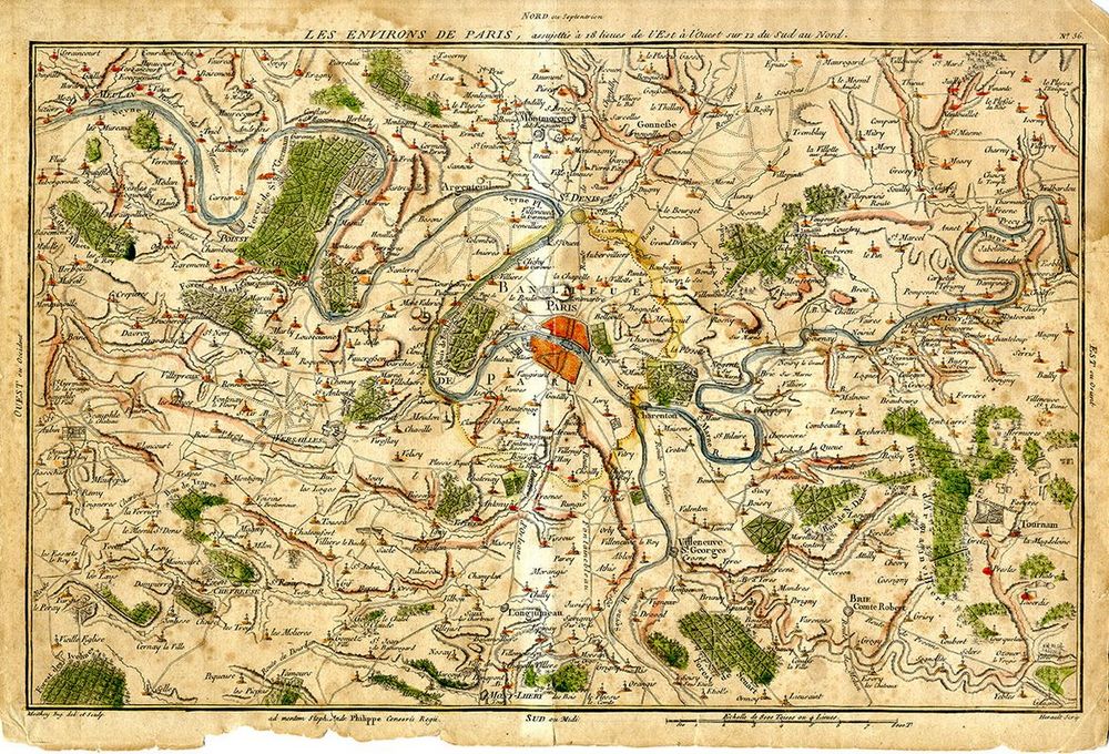Carte des environs de Paris, vers 1780 © Coll. Musée de l’Histoire vivante+