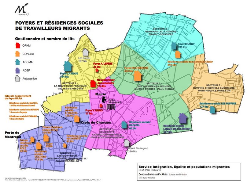 Montreuil | Carte des foyers et des résidences sociales de travailleurs migrants