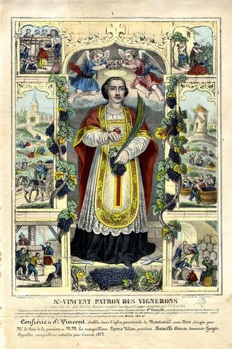 Saint Vincent, patron des vignerons (estampe datée de 1872) © Coll. Musée de l’Histoire vivante