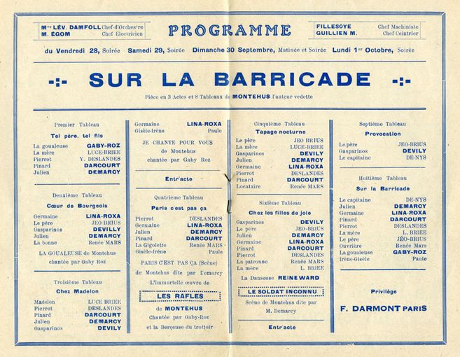 Programme du Casino, 1928-1929 ©Coll. Musée de l’Histoire vivante