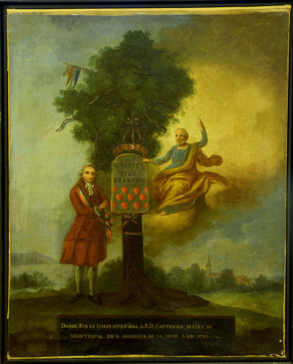 Denis Couturier au pied de l’arbre de la liberté portant la Constitution française (huile sur toile) ©Coll. Musée de l’Histoire vivante