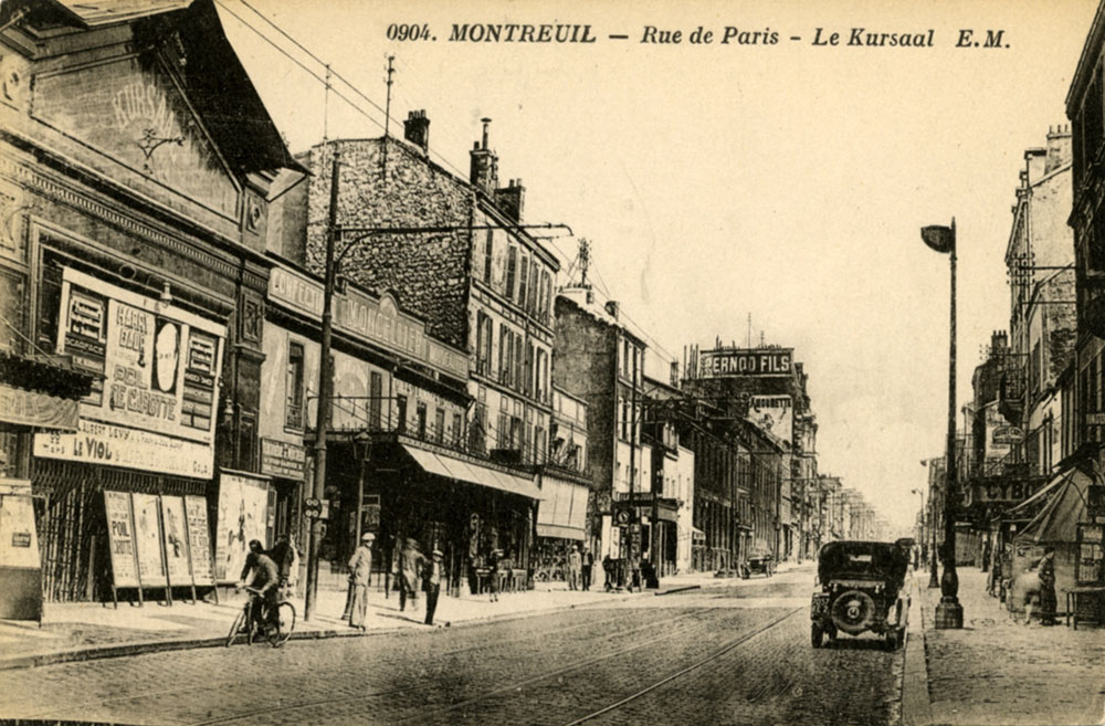 Cinéma le Kursaal, situé au 110 rue de Paris, en 1932 ,avec notamment à l’affiche les films Poil de Carotte, avec Harry Baur, et Scarface, d’Howard Hawks ©Archives municipales de la ville de Montreuil