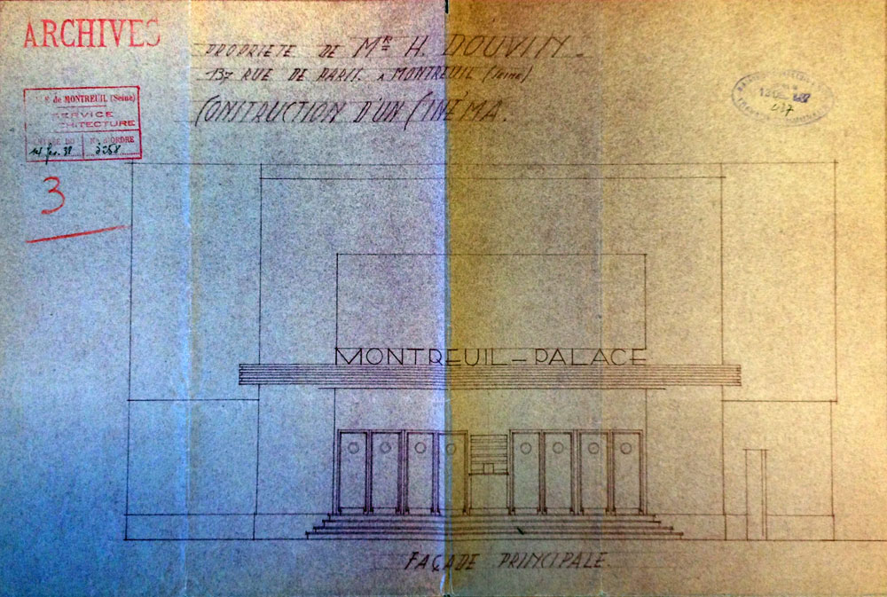 Plan de construction de la façade du cinéma