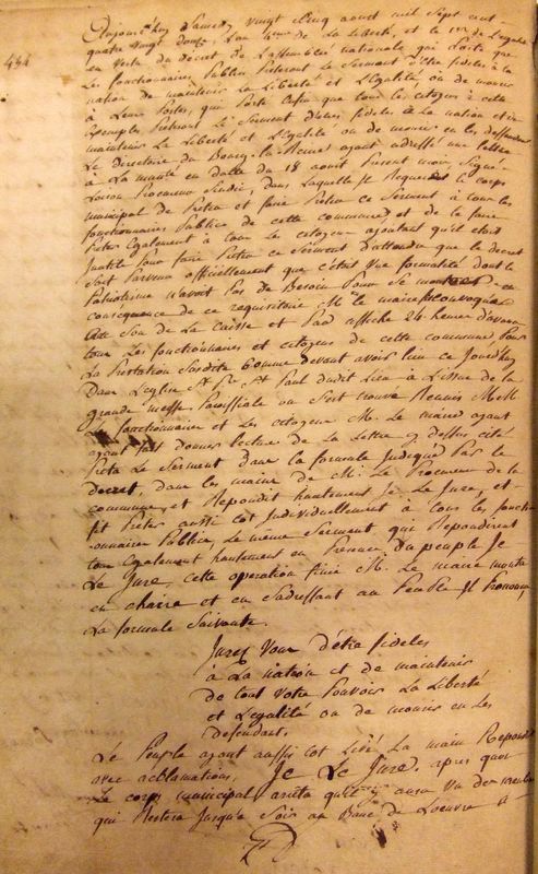 Délibération du 25 août 1792, extraite du Registre de l’Assemblée municipale, 1790-1793 ©Archives municipales de la ville de Montreuil