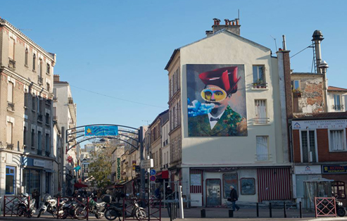 Inspiration d'Isabelle Cochereau, première œuvre exposée dans le cadre de Pignon de Rue © Gilles Delbos