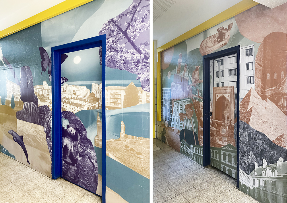 "Ici & ailleurs", fresques participatives, Lolita Bourdet & Leïla Cab, 2023